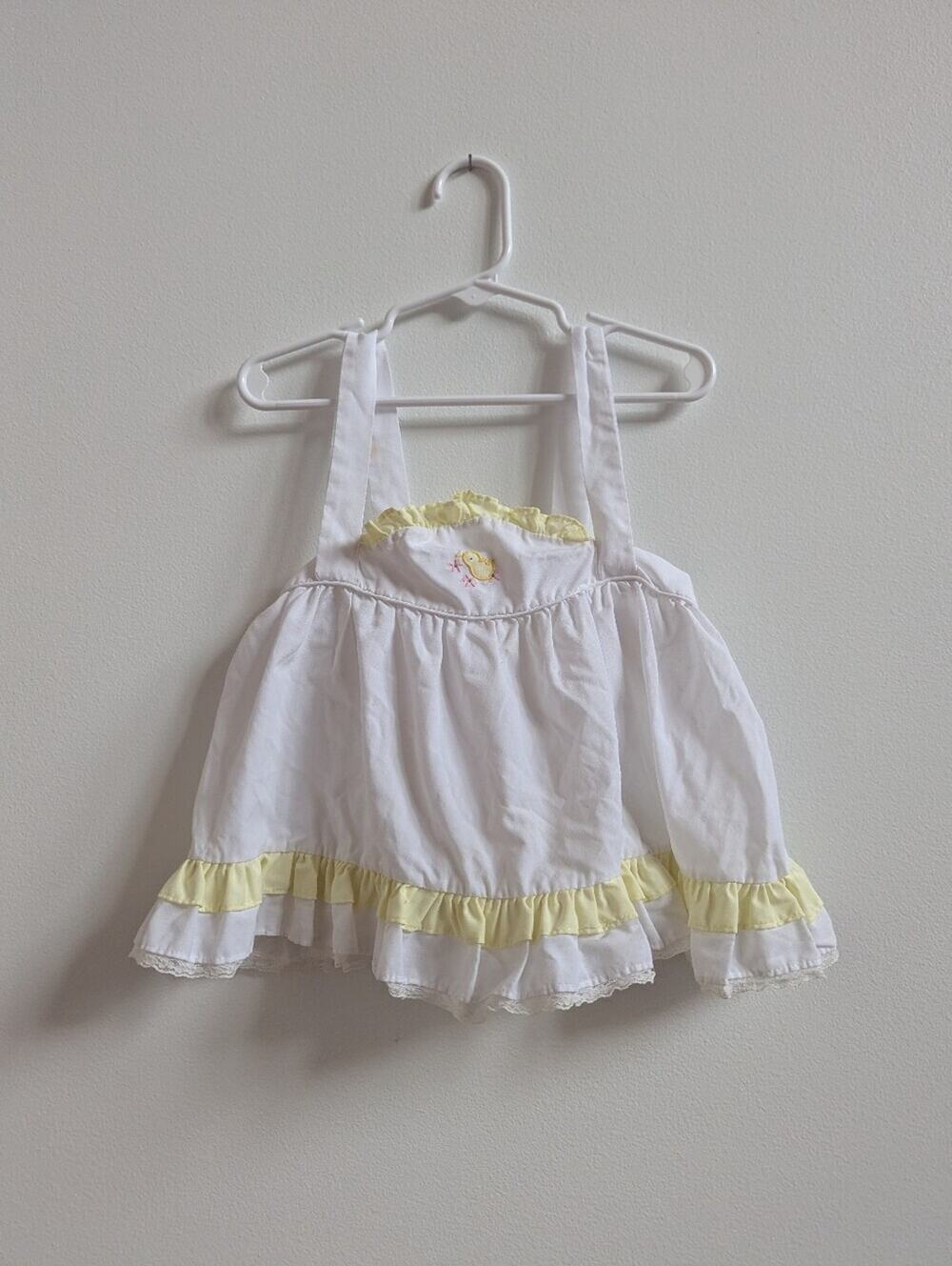 Vtg Handmade Top 2-3T White Chicken Summer